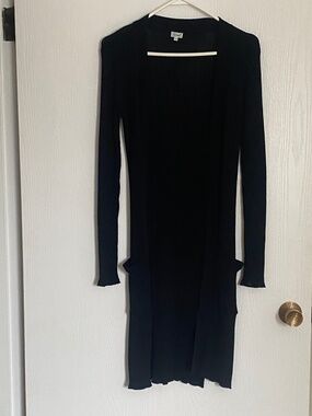 Kismet Midi Length Black Open Cardigan